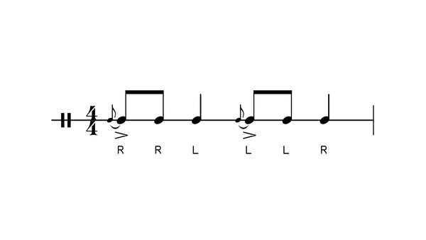 Flam Dada drum rudiment notation